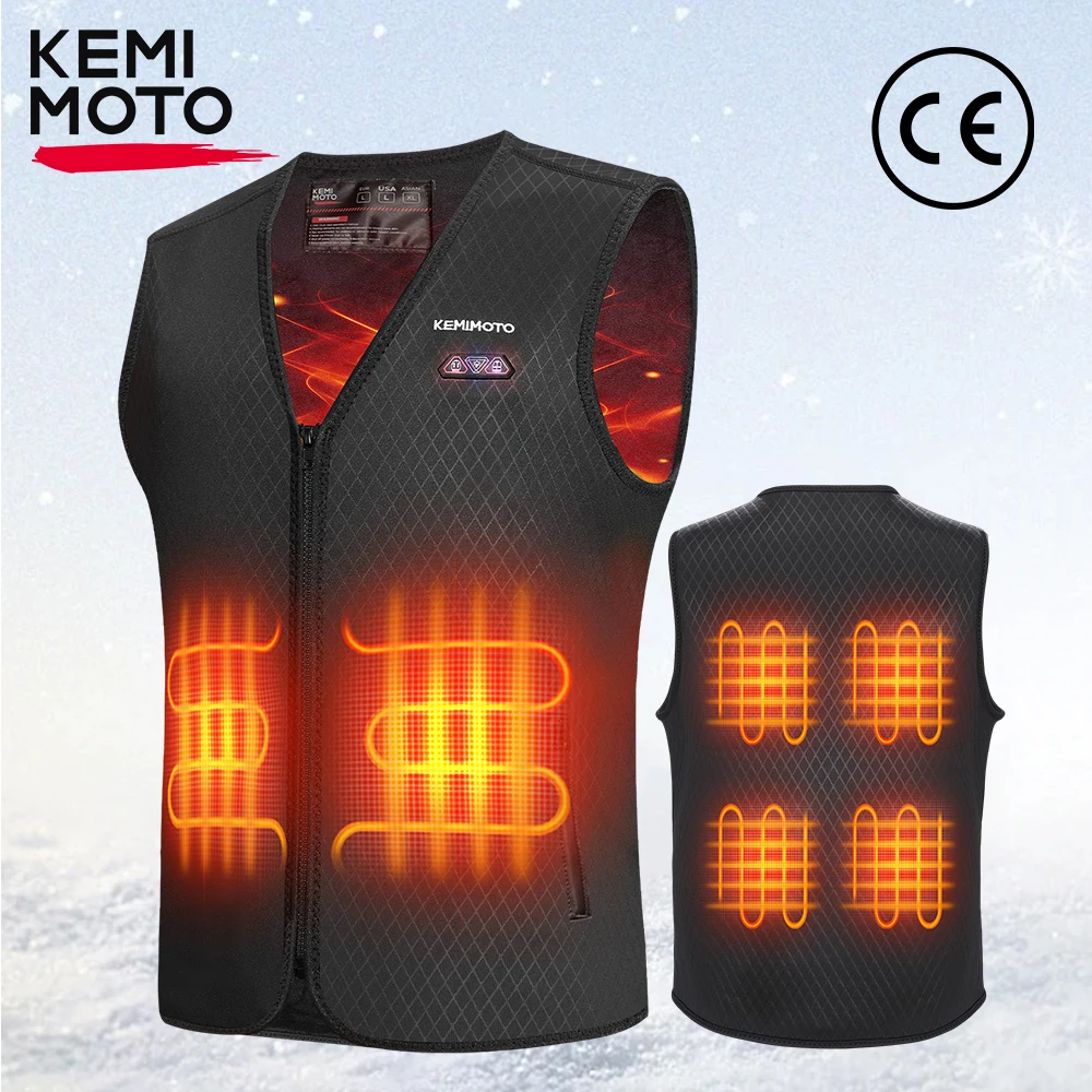 

KEMIMOTO Winter Warm Heated Vest Motorcycle Riding Gear Men Women Jacket USB Smart Electric Heating Thermal for Outdoor Sports