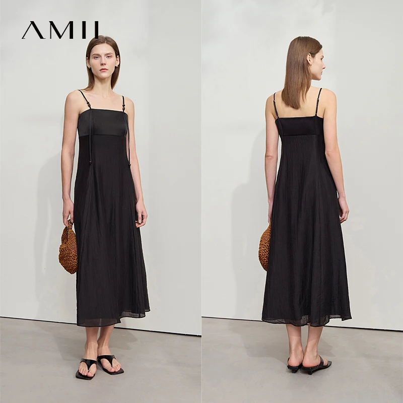 Amii Minimalismชุดเสื้อกั๊ก 2025 ฤดูร้อนชายหาดใหม่เสื้อผ้าผู้หญิงยาวสายรัดบางวรรณกรรมCamiชุดสีขาว 12552110