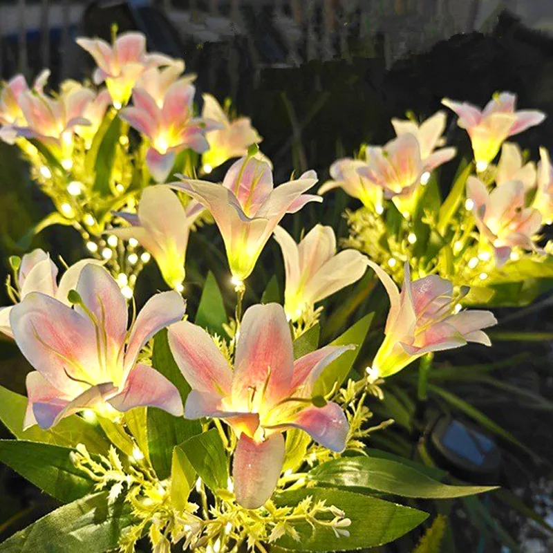 

2026 Solar Powered 7 Flowers Lily Lights Garden Lawn Lights Flower Lawn Lighting Outdoor Decor Lamp Pathway Floral N001