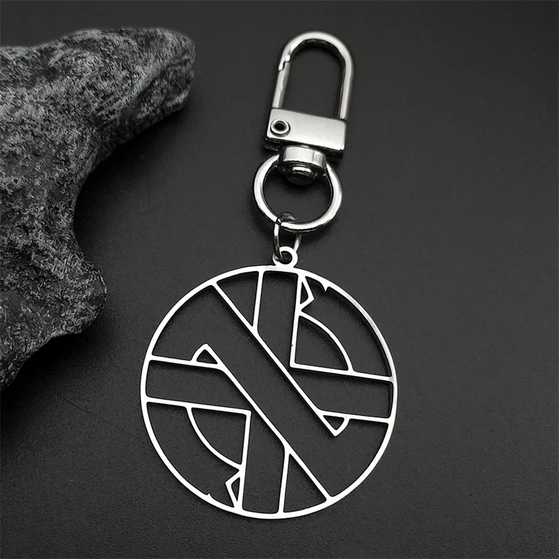 

Vintage Hollow Geometric Symbol Round Pendant Key Chians For Women Men Stainless Steel Silver Color Simple Key Ring Jewelry Gift