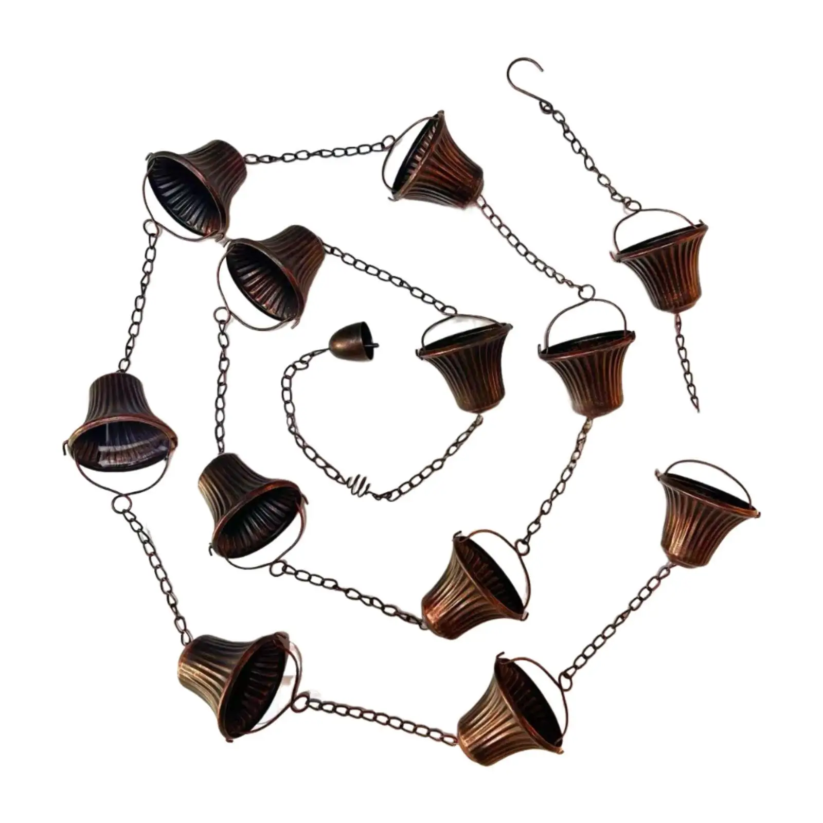 

Rain Chains for Gutters ,Hanging,12.5ft Replacement for Downpout with 12 Cups for Outdoor Roofs Awnings Yard