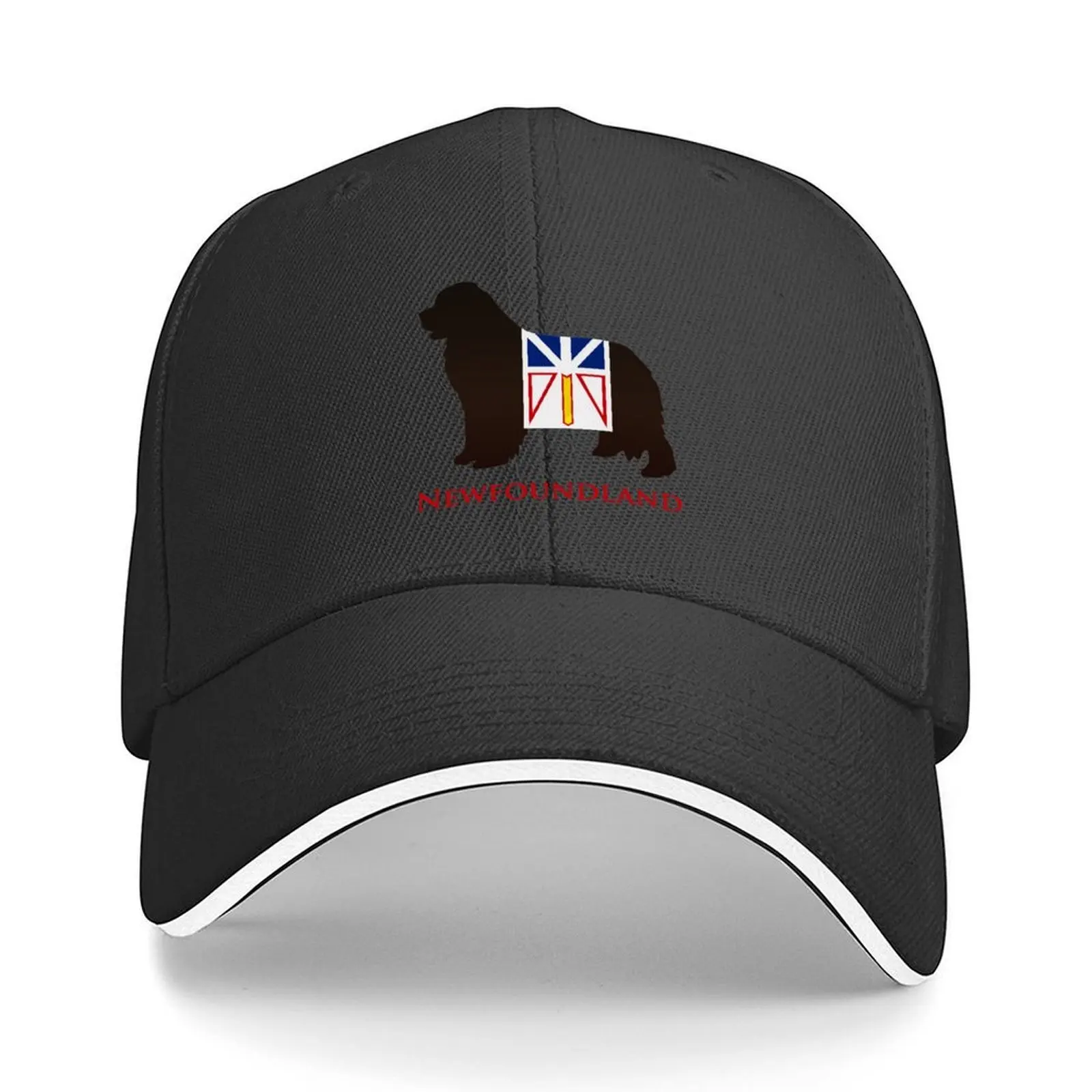 

Newfoundland Dog sporting the Newfoundland flag! Baseball Cap tea Hat Funny hats fashionable Women's Beach Outlet Men's