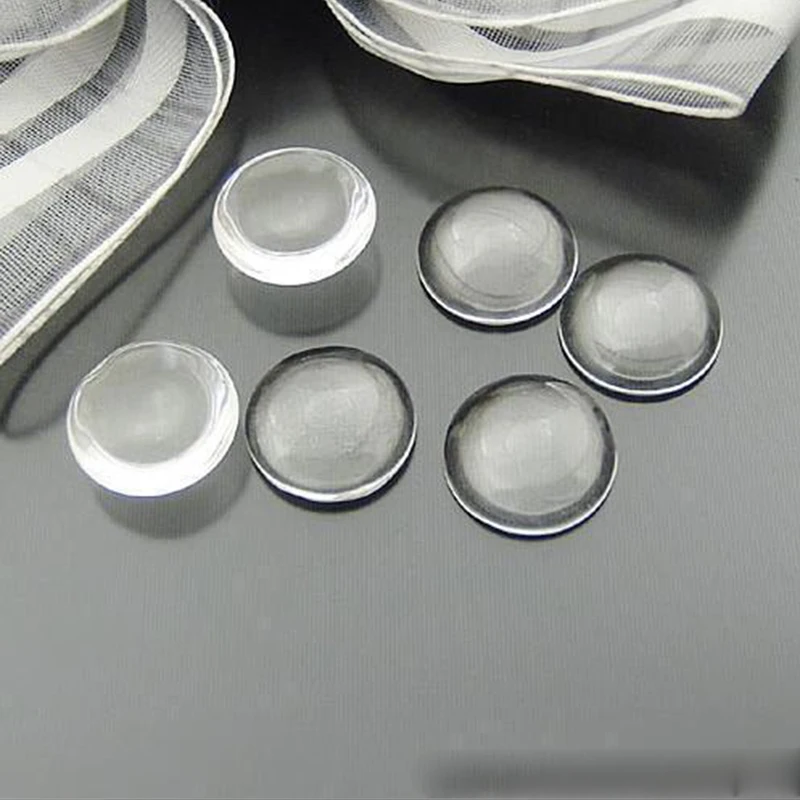 50pcs/lot 12mm Round Flat Back Clear Glass Cabochon High Quality