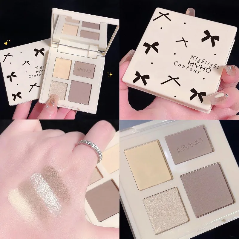 4 ألوان الكل في واحد لوحة أحمر الخدود كونتور هيغليغتر مجموعة النحت مع مرآة للمبتدئين في ماكياج السفر ودية #3