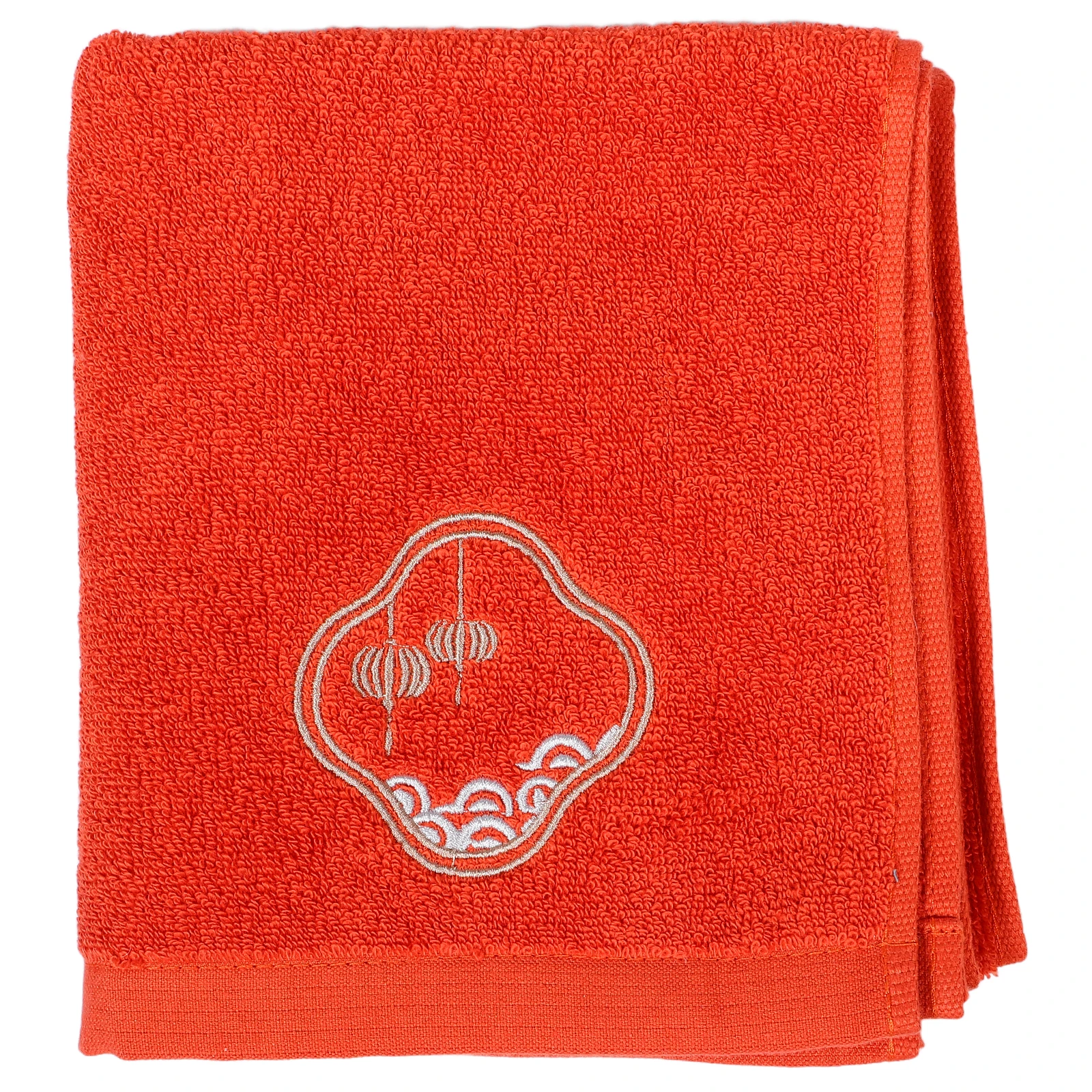 

Chinese Style Red Cotton Hand Bath Gym Hotel Absorbent Soft Durable Face Wash Cloth Asian Washcloth Bathroom Spa Use