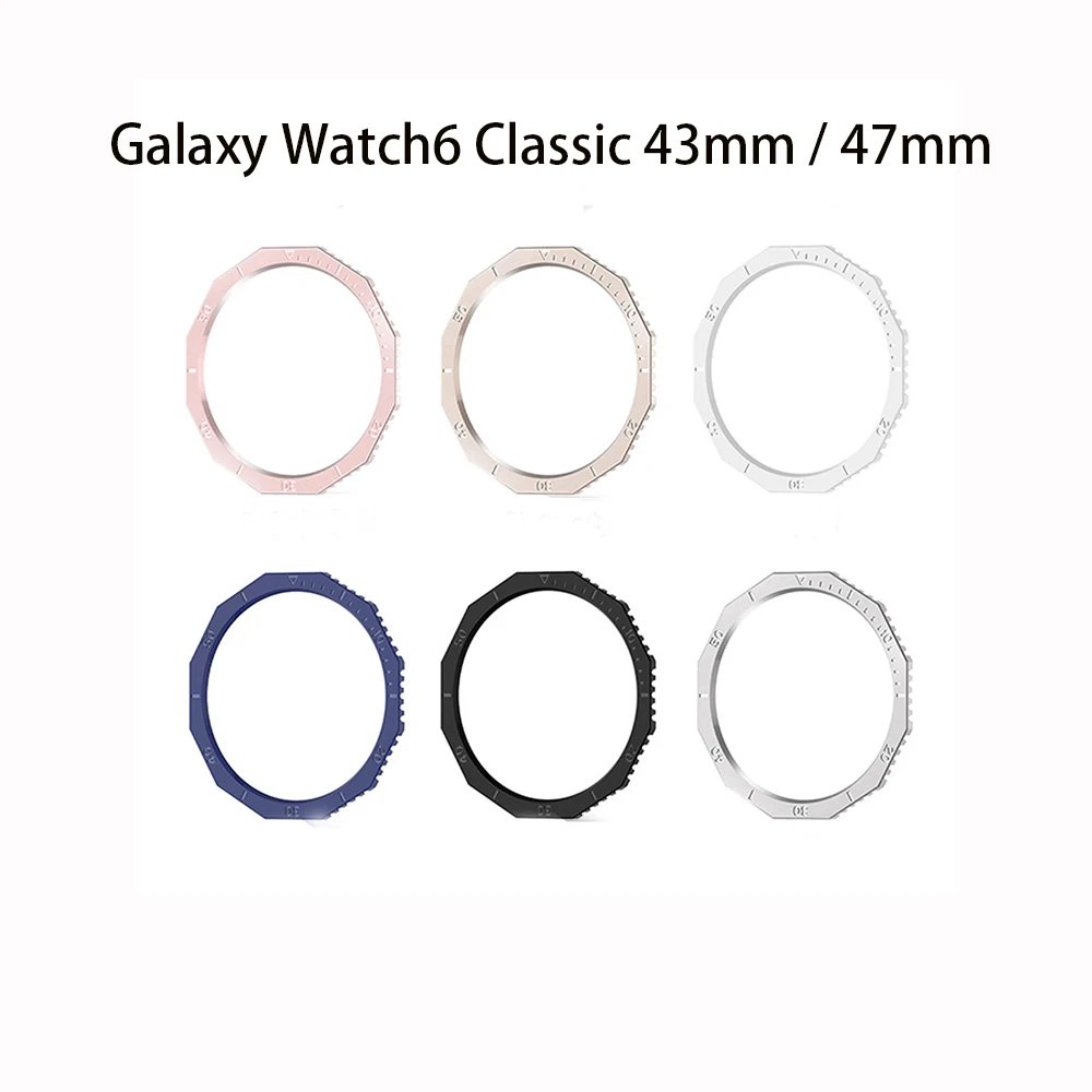 

For Samsung Galaxy Watch 6 Classic R950 R960 Smartwatch Watch6 Classic PC Bezel Cover Adhesive Case Rotatable Bumper Ring