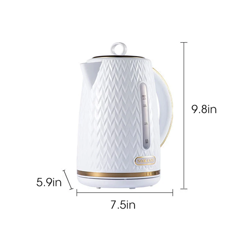 Hervidor de té eléctrico de 1.7L, tetera eléctrica con protección de apagado automático, calentamiento instantáneo, inoxidable, ebullición rápida de 2000W