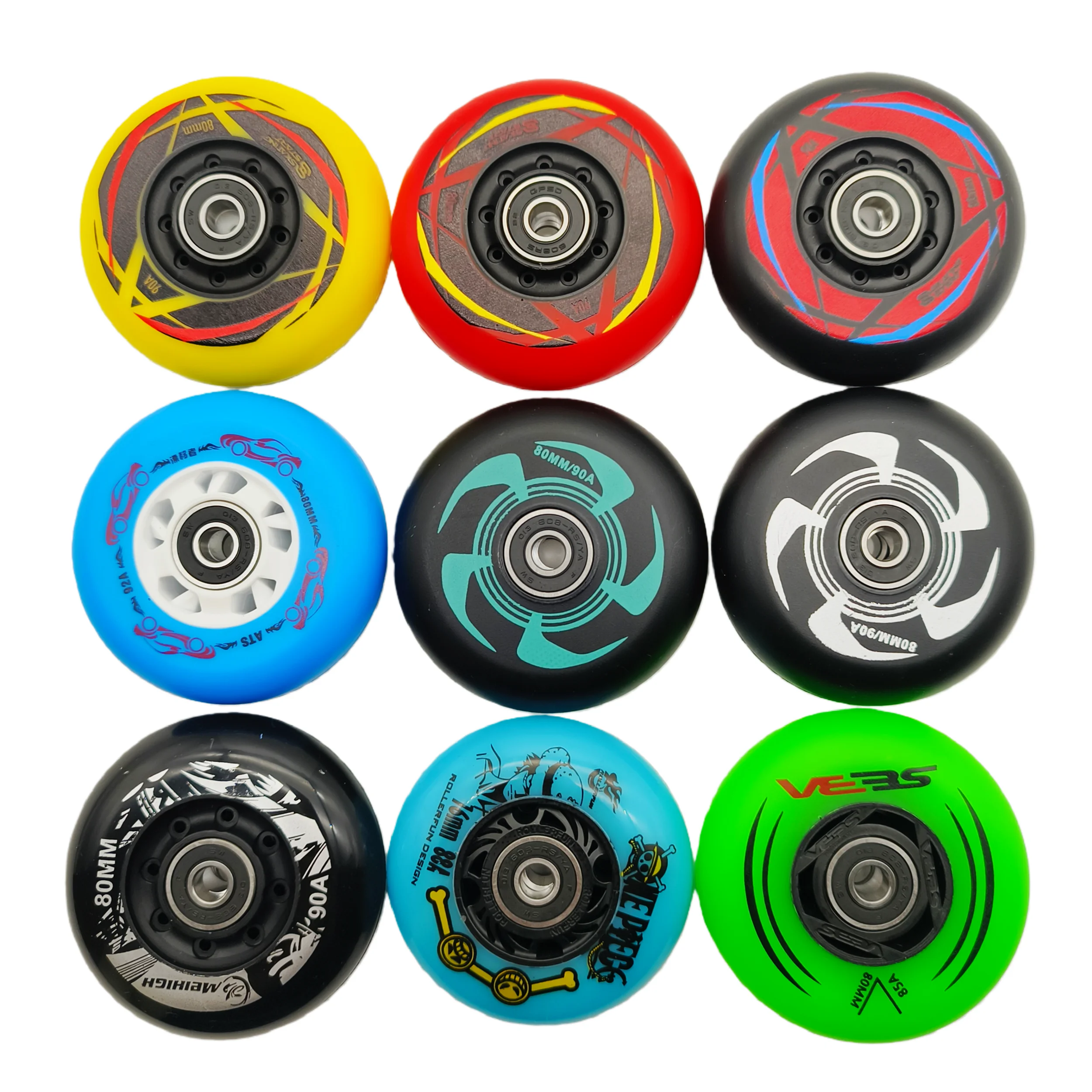 Roda de skate em linha, 80mm, 76mm, 72mm, 85a, 90a, 8 rodas/lote