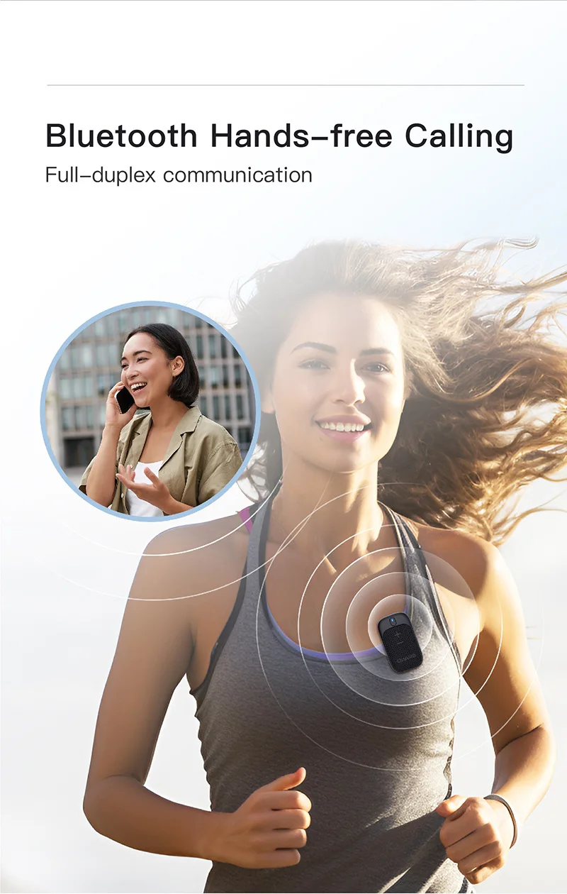 Wearable Bluetooth Speaker, Clip-On Portable Speaker Built-in Mics for Hands-Free for Biking, Hiking, Running, 18H Long Playtime