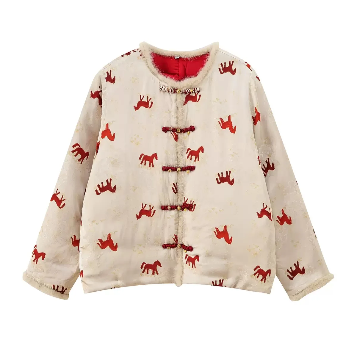 

Succ Awaits Large Size Winter Jaet 220 Pou New Chinese Sle Embroidered Loose Fit Slimming Cotton Outerwear