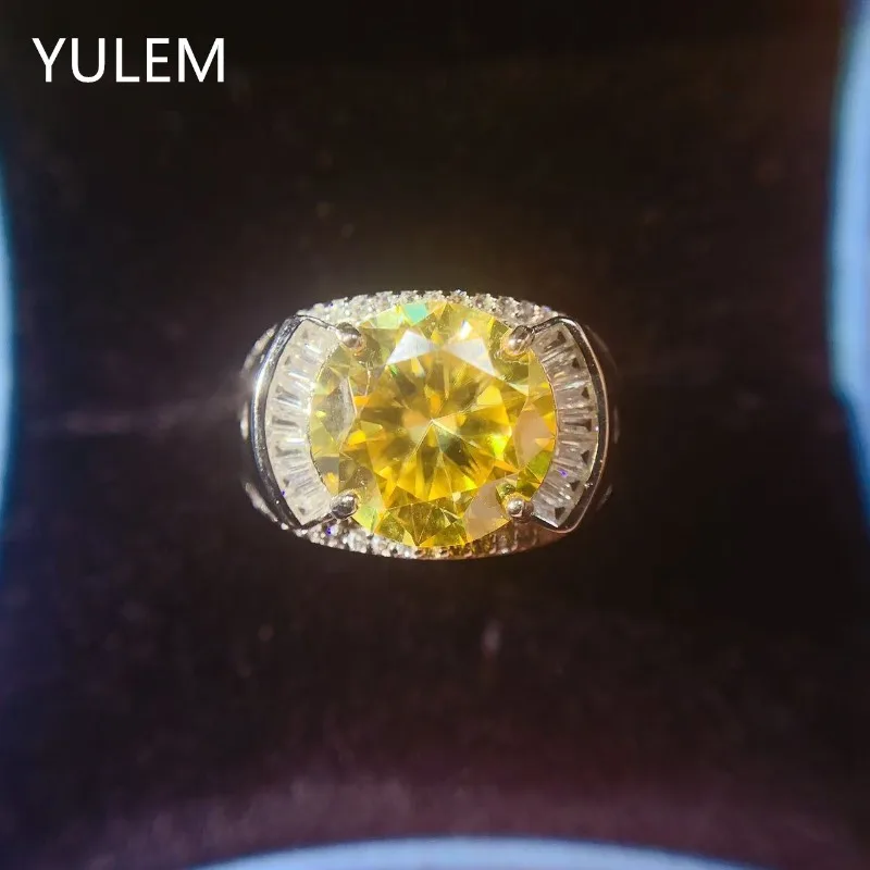 

Кольцо с желтым муассанитом 5 карат, стерлинговое серебро 925 пробы, обещанные обручальные кольца для мужчин