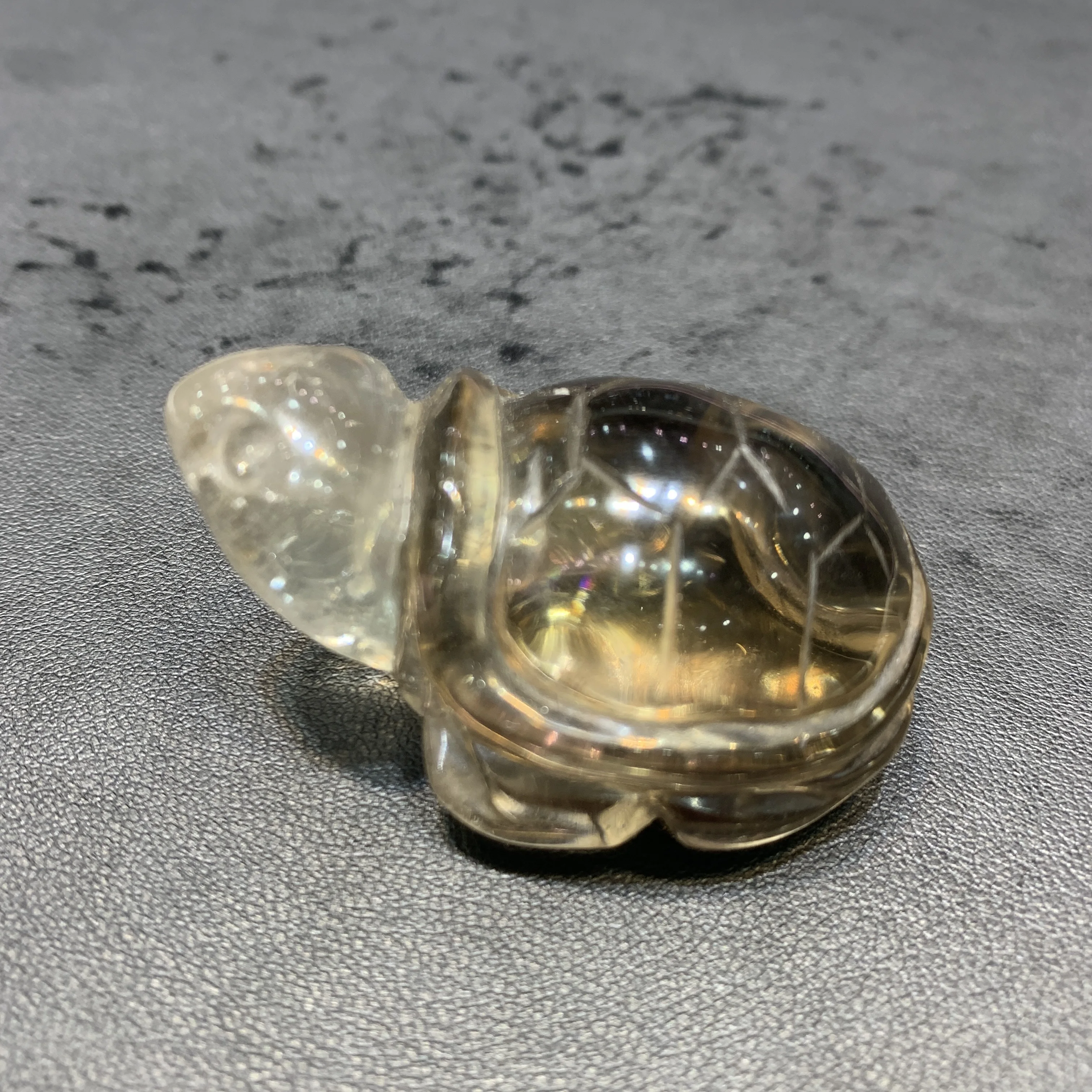 Natural Tea-coloured citrine quartz crystal tortoise carving crystal turtle Figurine