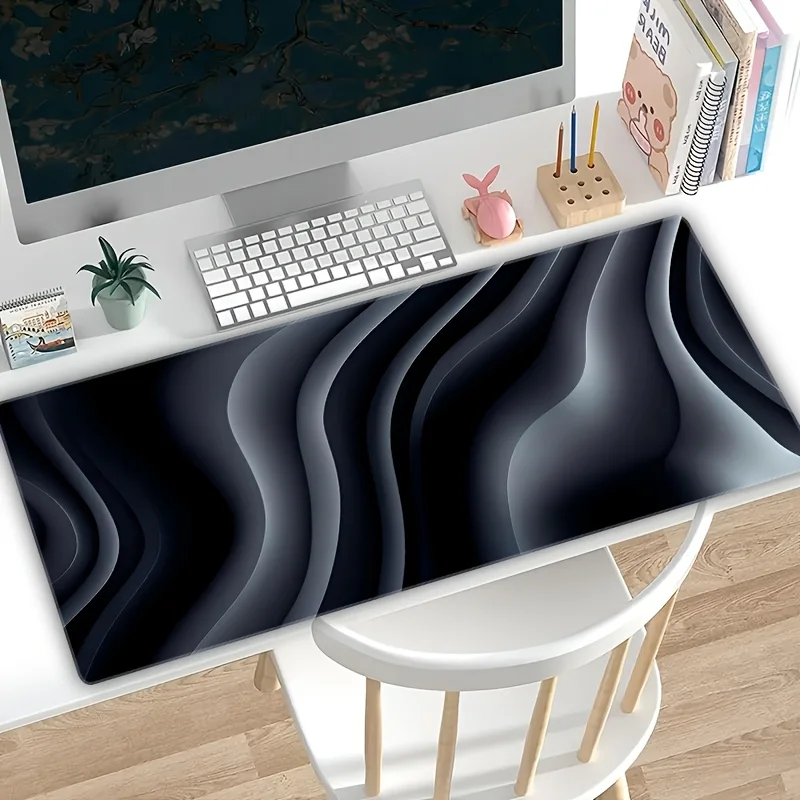 

Black Background Minimalist Texture Desk Mat Large Gaming Mouse Pad Non-slip Rubber Base Stitched Edge Pads PC for Office Decor