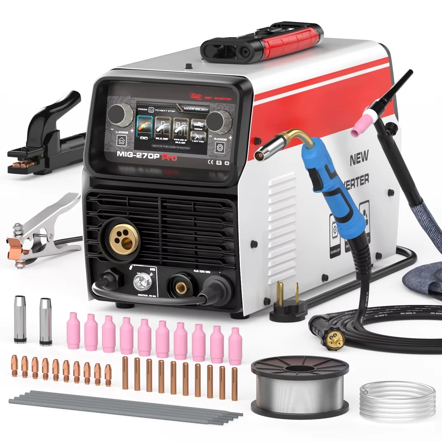 220V  LCD Screen Double Pulse MIG Lift TIG MMA Semi-automatic  Aluminum MIG Welding Machine