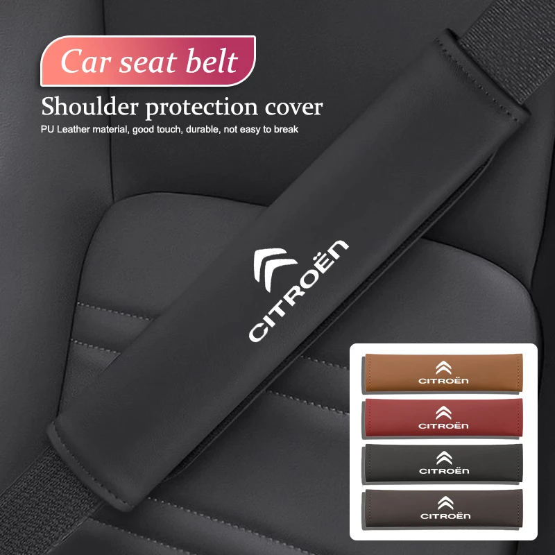 Car Seat Belt Cover PU Leather Seat Belt Shoulder Pad Cover For Citroen Celysee C6 C3 C5 C1 C4 Aircross Picasso Cactus Berlingo