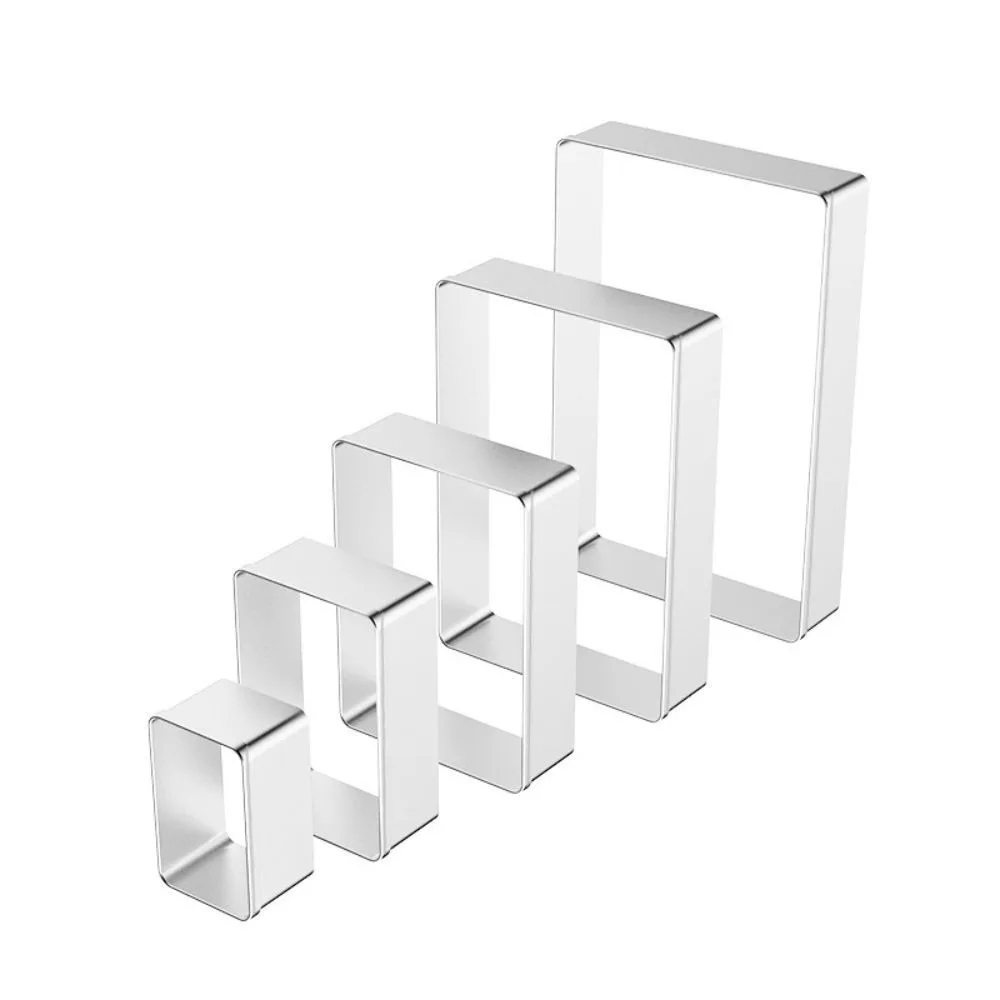 

5Pcs/Set Bake Tools Stainless Steel Biscuit Mold DIY Rectangle Fruit Cutter Portable Convenient Cookie Cutter Pastry