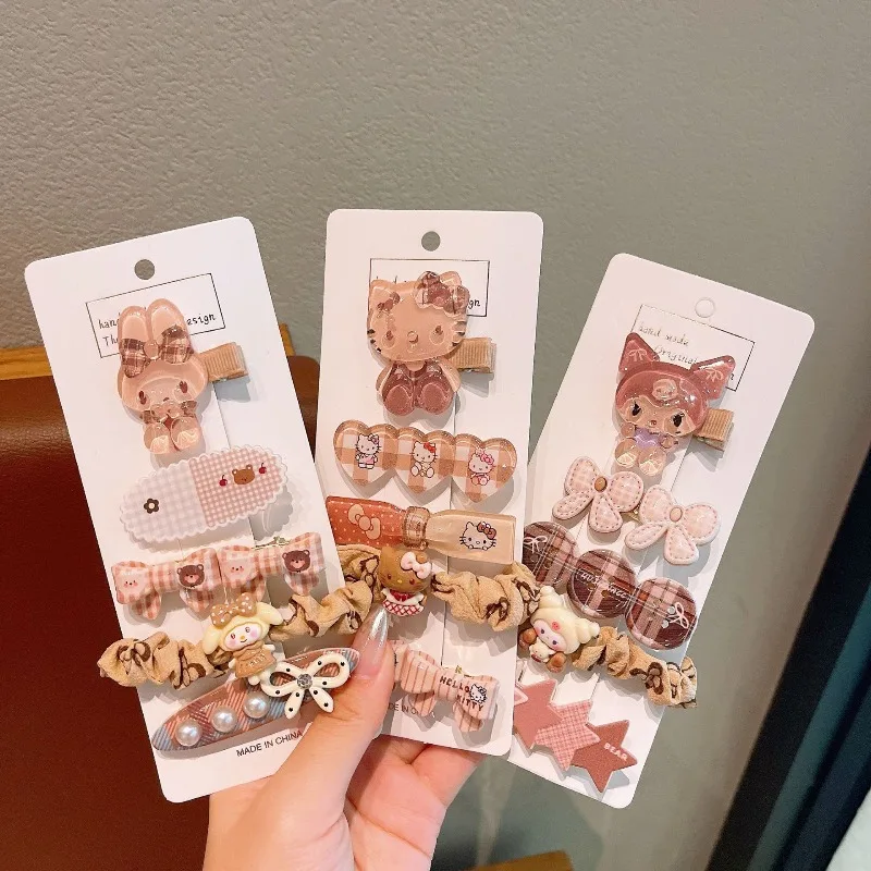 

Коричневые модные заколки для волос Sanrio Hello Kitty Kuromi, украшения для волос для девочек, заколки, детские милые аксессуары для волос