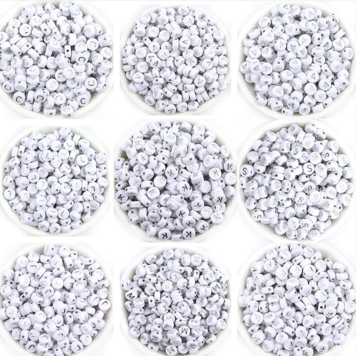 100-500PCS Acrylic A-Z 26 Alphabet Bead White Loose Spacer Letter Bead for Jewelry Making DIY Bracelet Necklace Accessories
