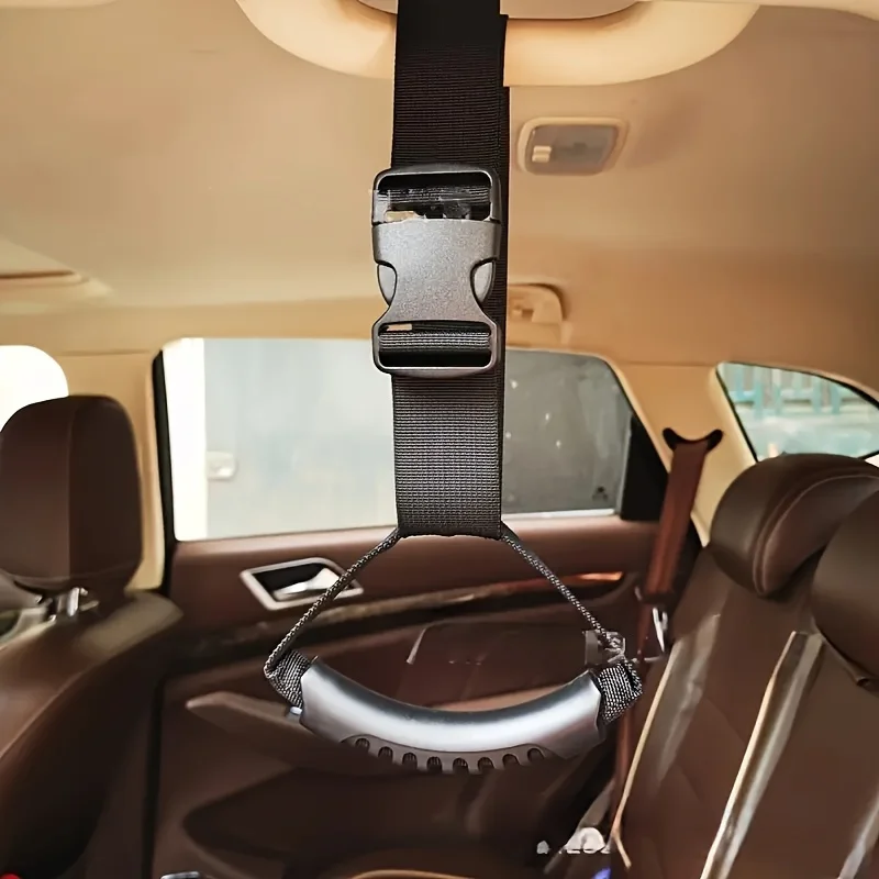 One gravity-locking strap, car armrest strap, suitable for the elderly, compatible with various car models, and adjustable.