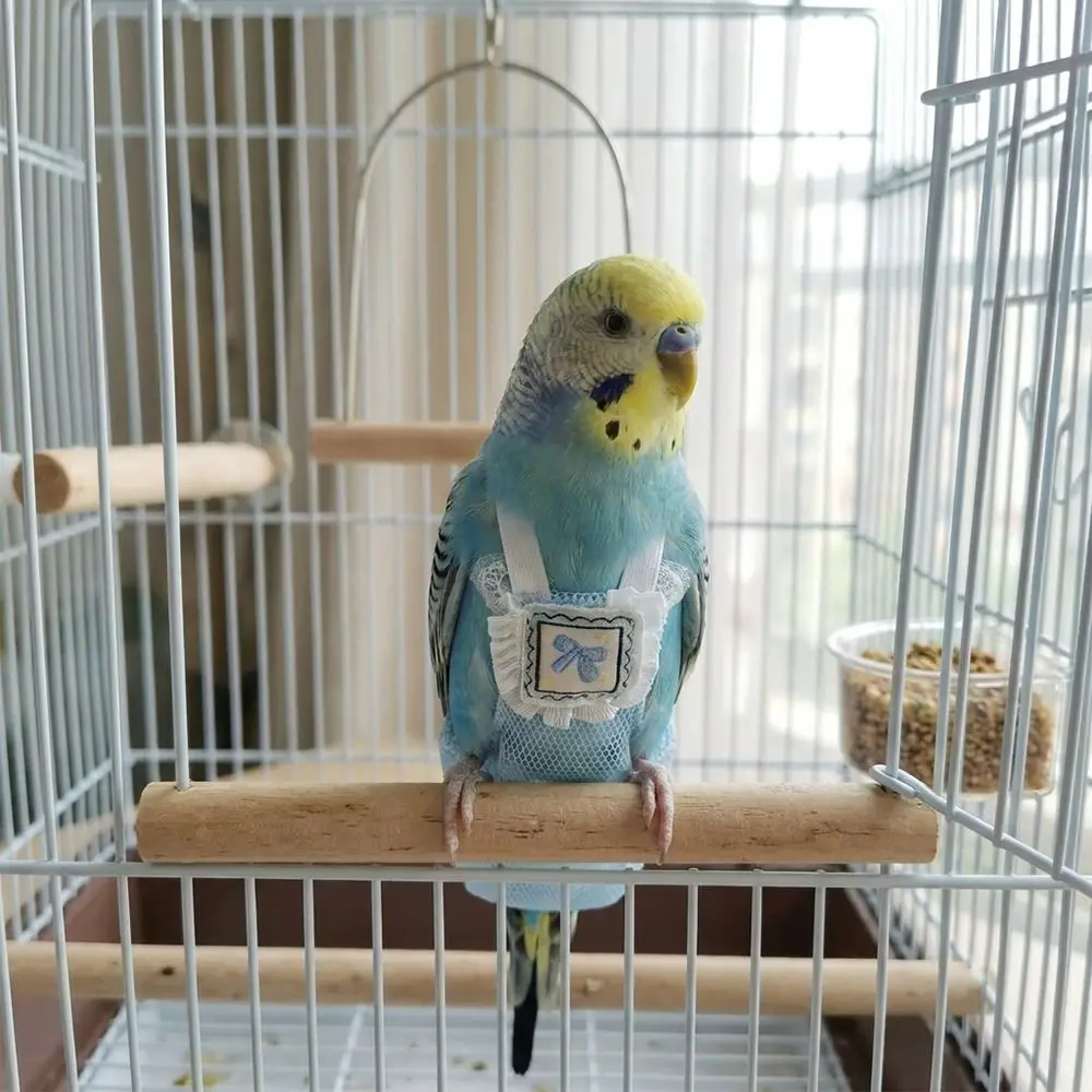 Bird Clothing Breathable Mesh Pet Parrot Diaper Adjustable Cartoon Pattern Parrot Nappy Snap-Closure Bird Vest Outdoor Travel