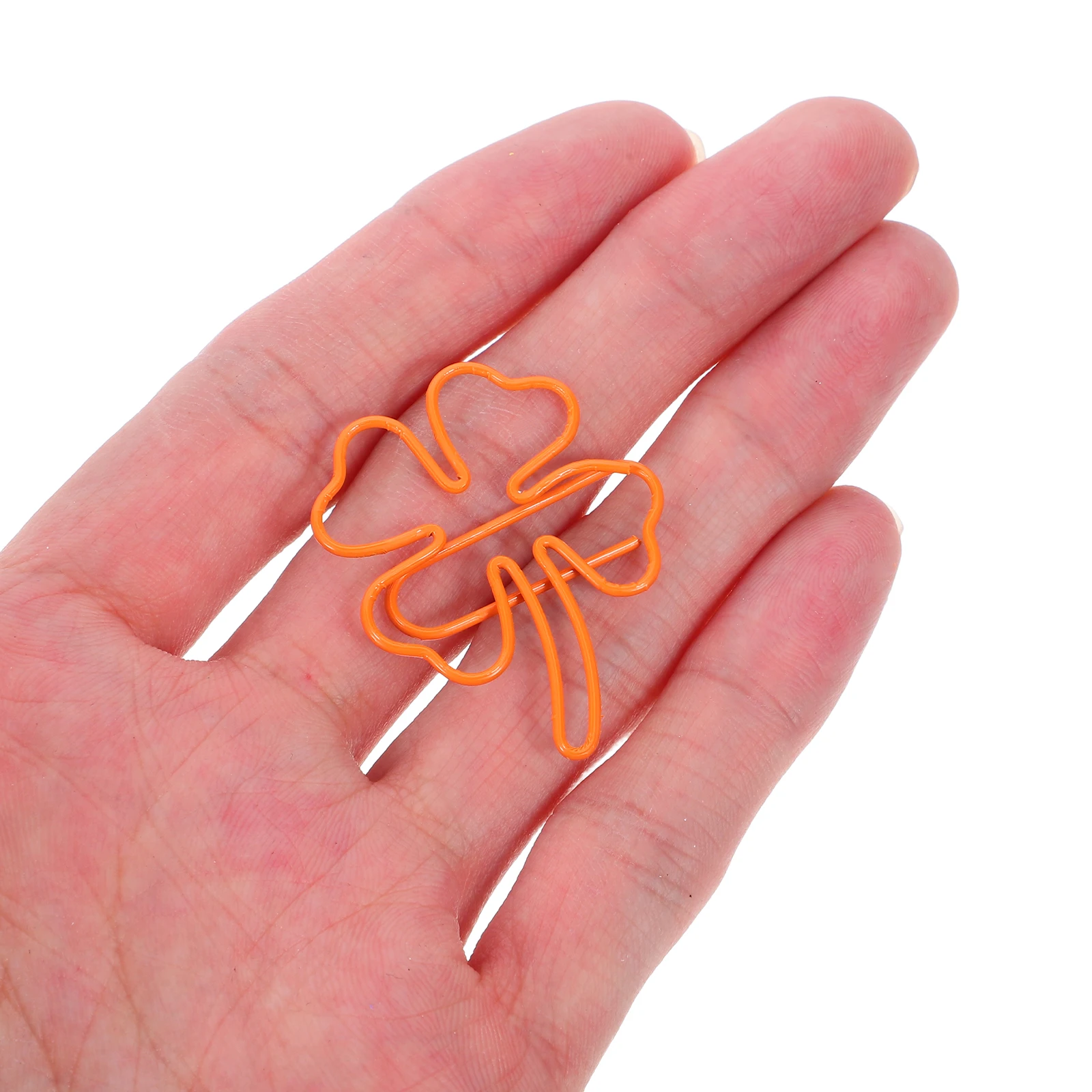 

50pcs Four Leaf Clover Paper Clips Cute Shamrock Bookmarks Shaped Metal Stationery Supplies for Office Study