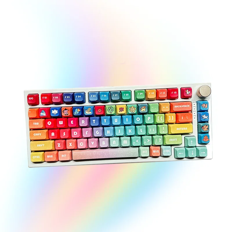 

Rainbow Theme Keycaps Set PBT Sublimation XDA Profile Keycaps for Mechanical Keyboard Accessories Custom Creativity Key Caps