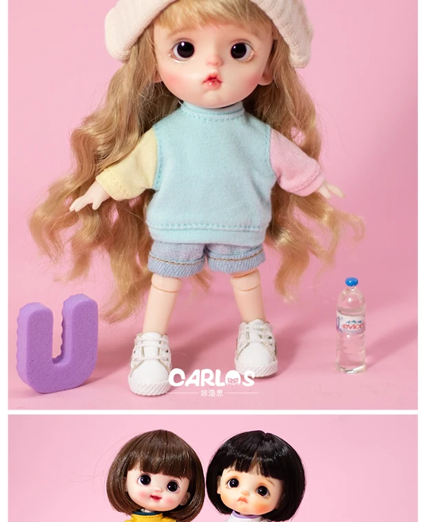 Ob11 Puppen kleidung einfarbig gestreiftes Hoodie-T-Shirt mit langen Ärmeln Zubehör für bjd, gsc, obitsu11, molly, ymy, p9, gsc – Detail 12