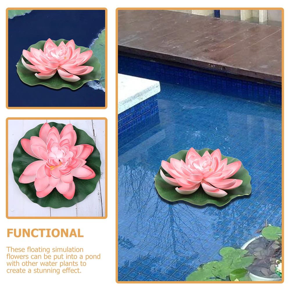

2pcs 28cm White Pink Artificial Lotus Floating Flowers Home Decor Pond Ornaments EVA Foam Reusable Water Features Garden