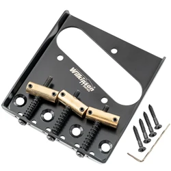 Wilkinson M Series 54mm(2-1/8 inch) Vintage Ashtray Style Bridge with 3 Brass Barrel Saddles for Tele Style Electric Guitar