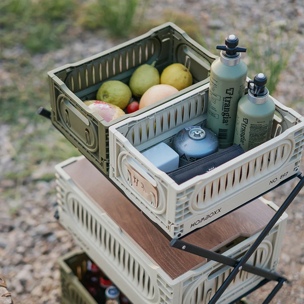 Storage Crates For Organizing, 5L Folding Storage Box Bins Container Basket, Large Heavy Duty Utility Crate With Wooden Lid