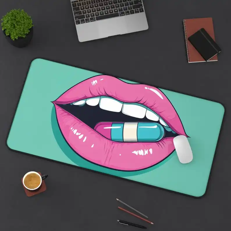 

Mouth-shaped Pill Pattern Deskmat,Non-slip and Waterproof Mousepad,Office Game Table Decoration Pad,The Perfect Gift for Friends