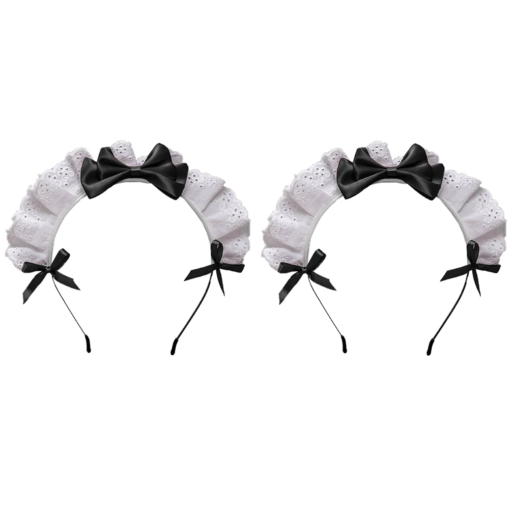 

2 pcs Black Women Girl Accessories Lolita Hairhoops Lace Bowknot Cosplay Cosplay Hairhoops Party Decorations Headbands