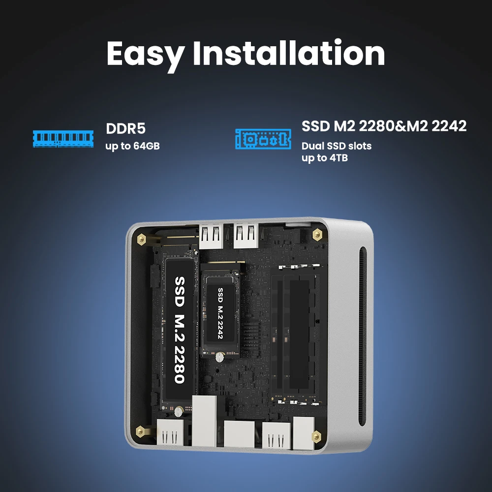 윈도우 11 DDR5 6400Mhz WIFI6 미니 PC 게이밍 컴퓨터 GenMachine 미니 PC USB4 2.5G LAN 라이젠 7840U ES 6800H 6800U 7735HS 7840U 썸네일 5