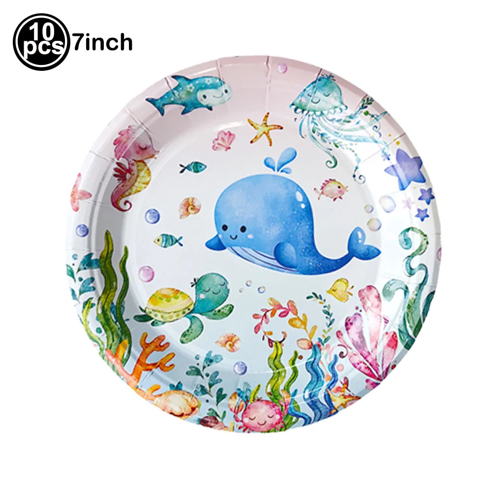 Meerestier Einweggeschirr Teller Tasse Serviette Schildkröte Wal Ballon Kinderbevorzugung Geburtstagsfeier Babyparty Dekoration Zubehör – Detail 3