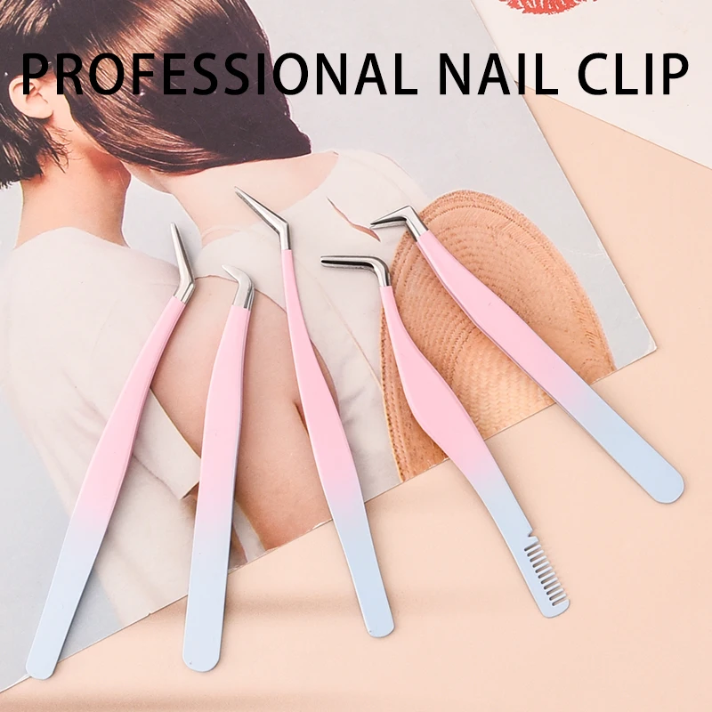 Pinzette per extension ciglia, pinzette ad alta precisione per l'espansione delle ciglia, pinzette per ciglia dritte e pinzette per ciglia curve