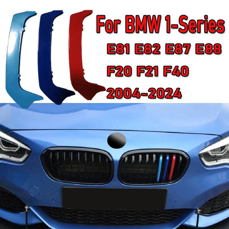 3Pcs ABS Car Racing Front Grille Trim Strips For BMW F20 F21 F40 Series 1 E87 E82 E81 E88 2004-2023 2024 M Clip Accessories