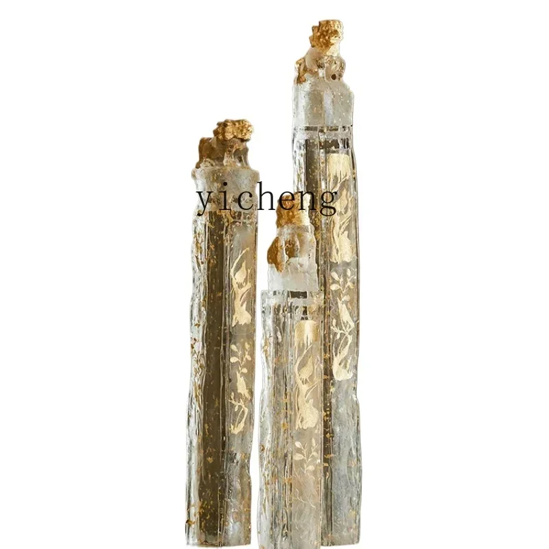 

transparent tethered horse column sculpture resin lion town house lucky hall entrance decoration ornament