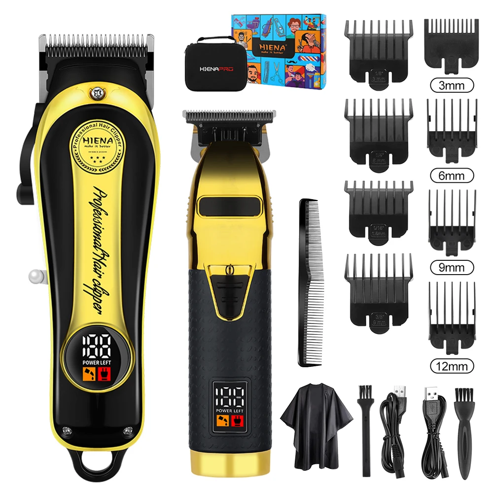 hiena clipper Hair Trimmer with LCD Digital Display Barber Professional Hair Clipper Set for Men Hair Cutting Machine for Men