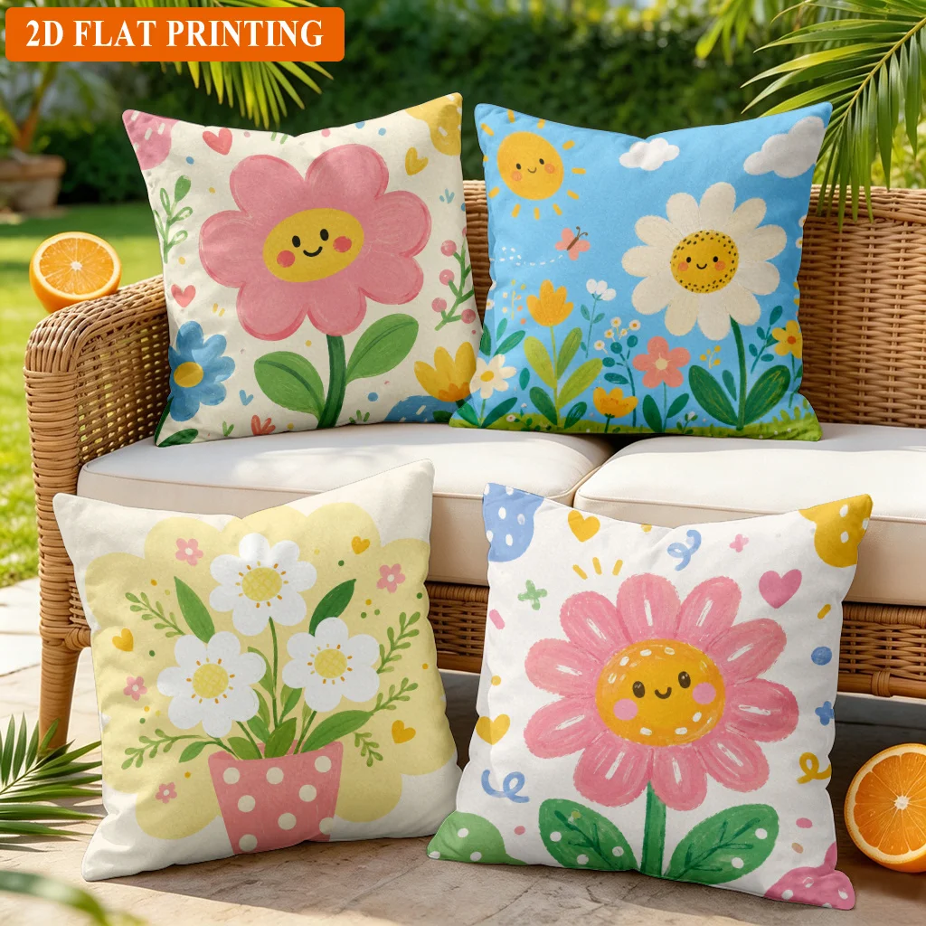 Aesthetic Floral Pillow Covers Throw Cushion Pillowcase for Boho Garden Printed Cottage Core Home Decor Set