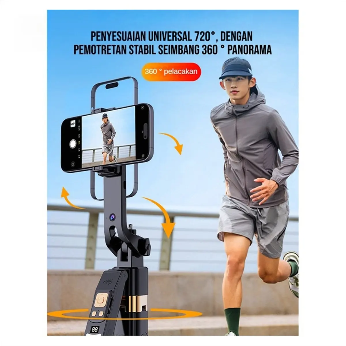 SCLS CL12P 180CM Selfie Stick Auto AI Face Tracking Quad Stand 360 Rotation Gimbal Tripod Stabilizer with LED Fill Light