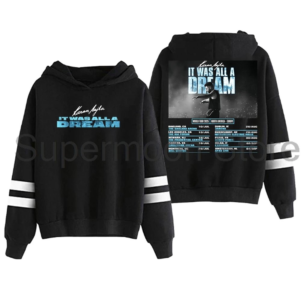 

Karan Aujla It was All A Dream World Tour 2025 Hoodie Pocketless Parallel Bars Sleeve Streetwear Women Men Hooded Sweatshirt