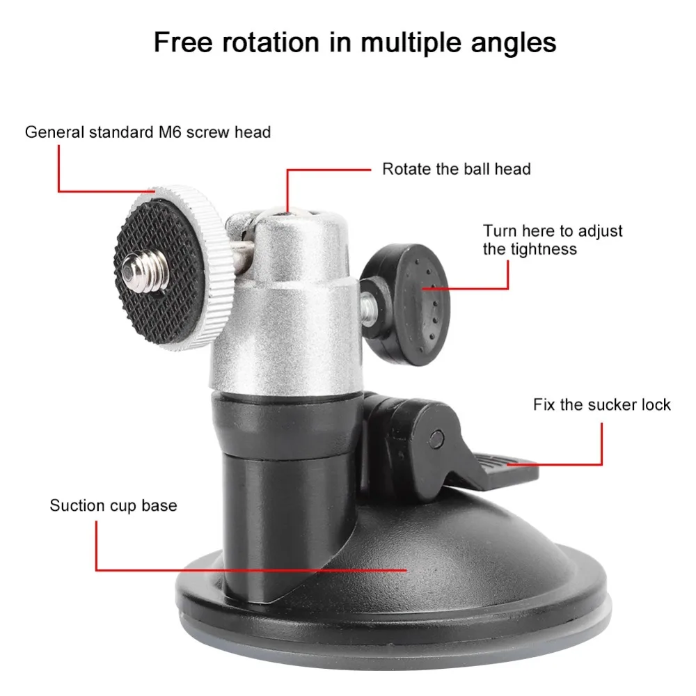 Aluminium Alloy HD 004a B Vehicle Mount Holder Rotatable Ball Head Strong Adsorption Vacuum Sucker Stand Adsorption Car Mount