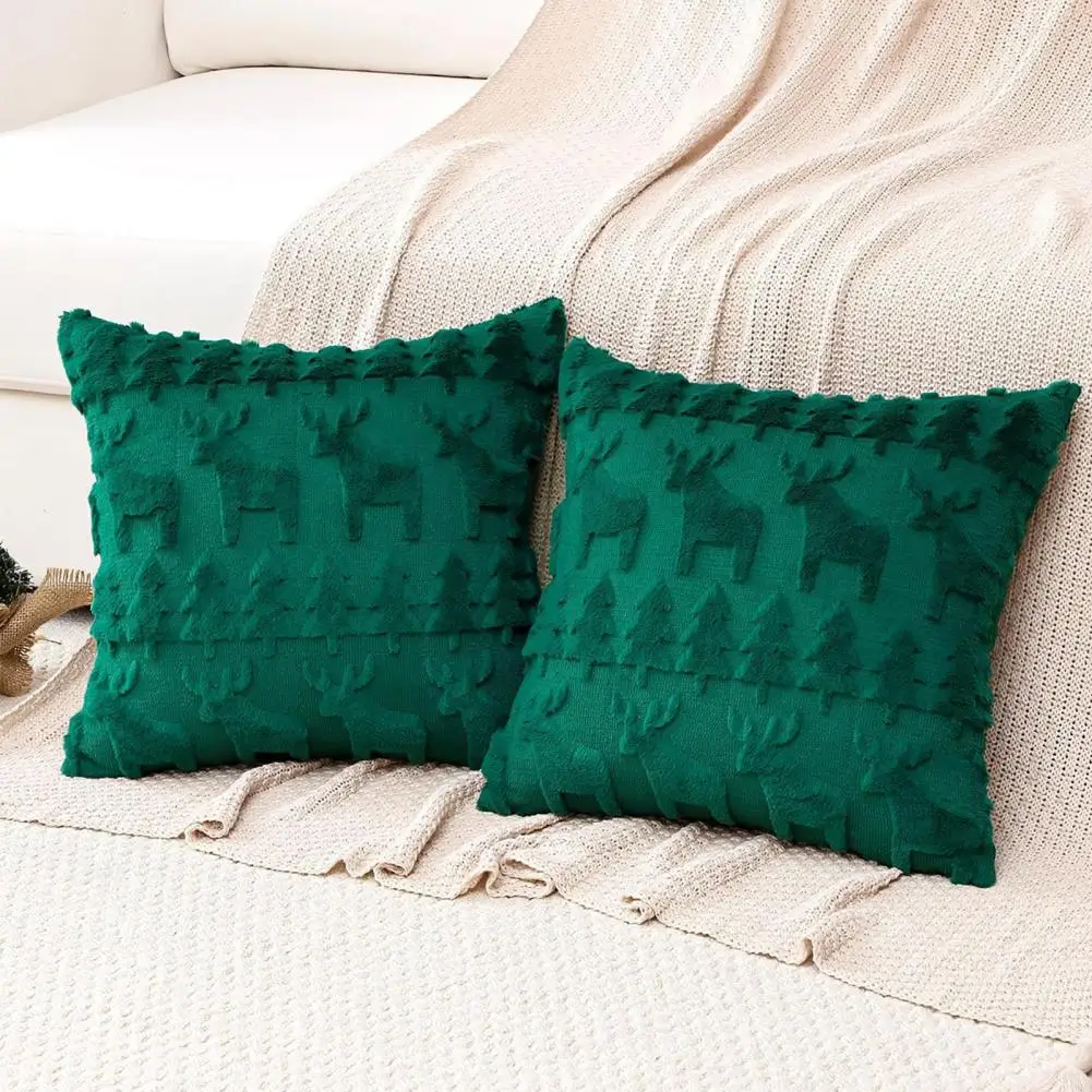 18x18 Inch Decorative Throw Pillow Cover Christmas Plush Pillow Cover Winter Pillow Case for Sofa Couch Xmas Home Decor