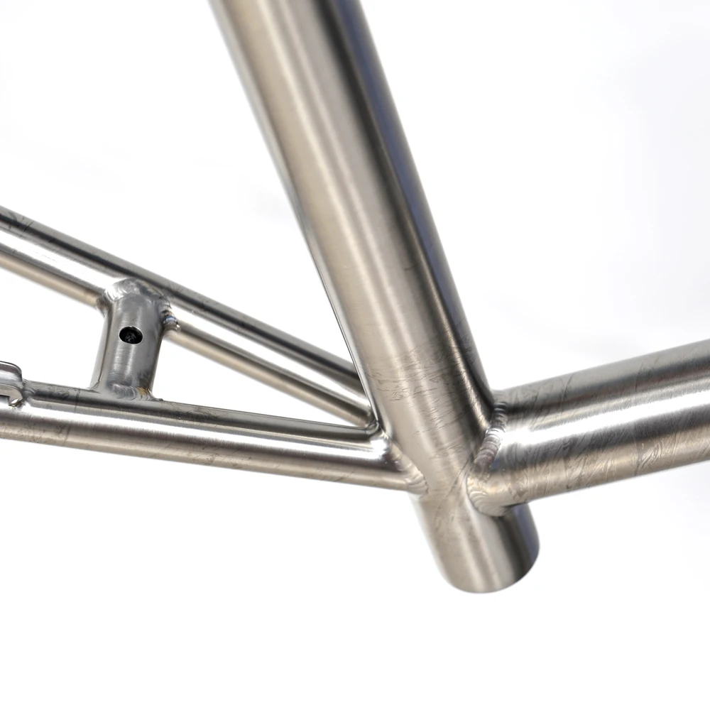 Custom Size Ti3Al2.5V Titanium Alloy BMX Road Mountain Disc Brake Bicycle Frame 1.4-1.5kg Sand Blasted & Wire Drawn 4