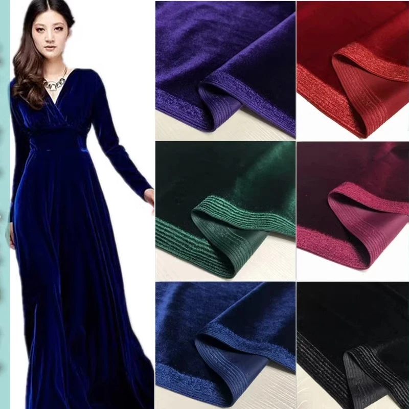 Fashion Warm Winter Velvet Fabric Elastic Sewing Handmade DIY Cloth Textile Satin Fabric By Yard for Dresses Upholstery High End