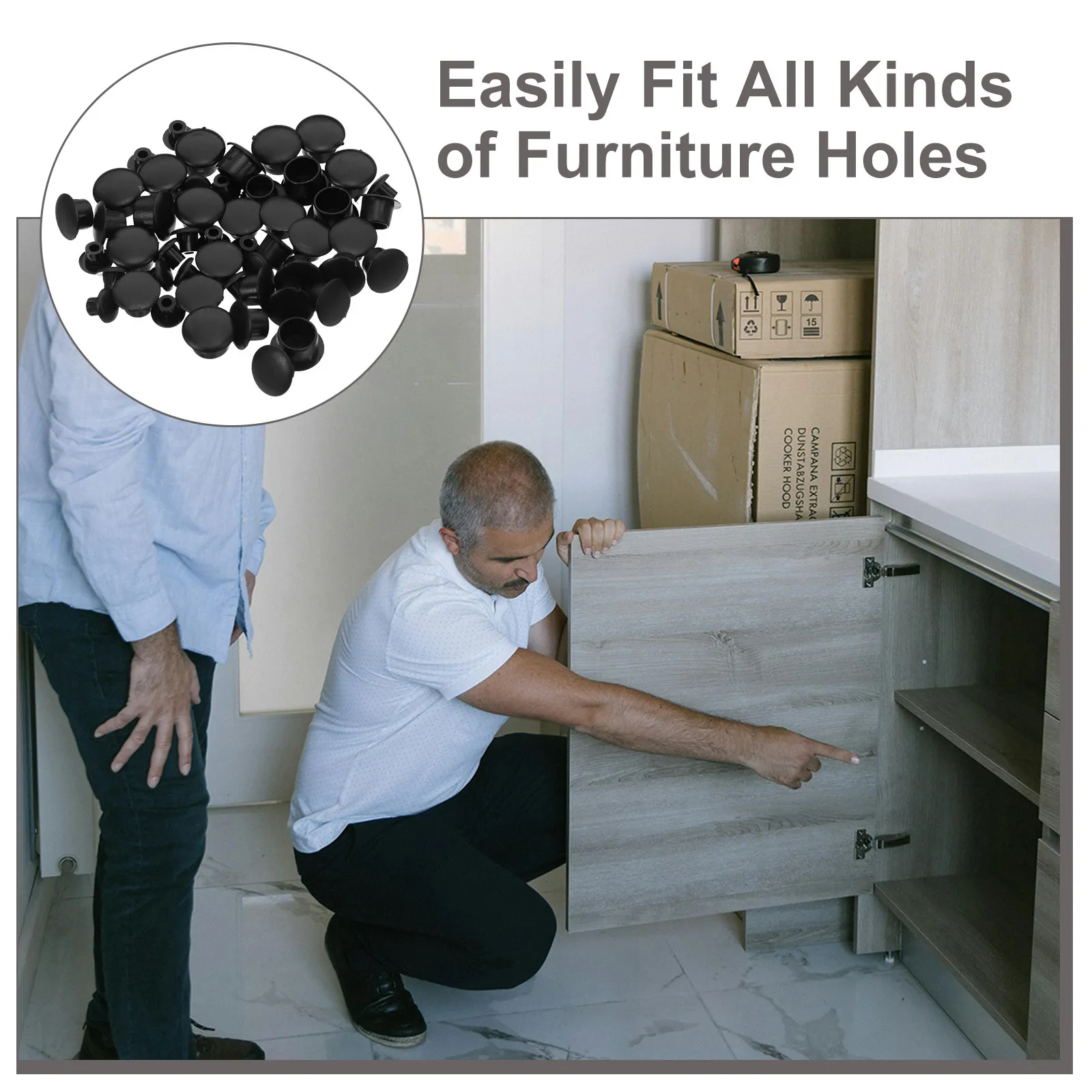 200pcs Plastic Hole Plugs Button Drilling Cover Furniture Plastic Inserts Caps For Cabinet & Shelves Screw Hole Insert End Cap - view 3