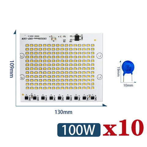 LARZI LED Lamp Chip, 10 шт., квадратный, SMD2835, 10-100 Вт, 220-240 В, холодный/теплый белый — фото товара