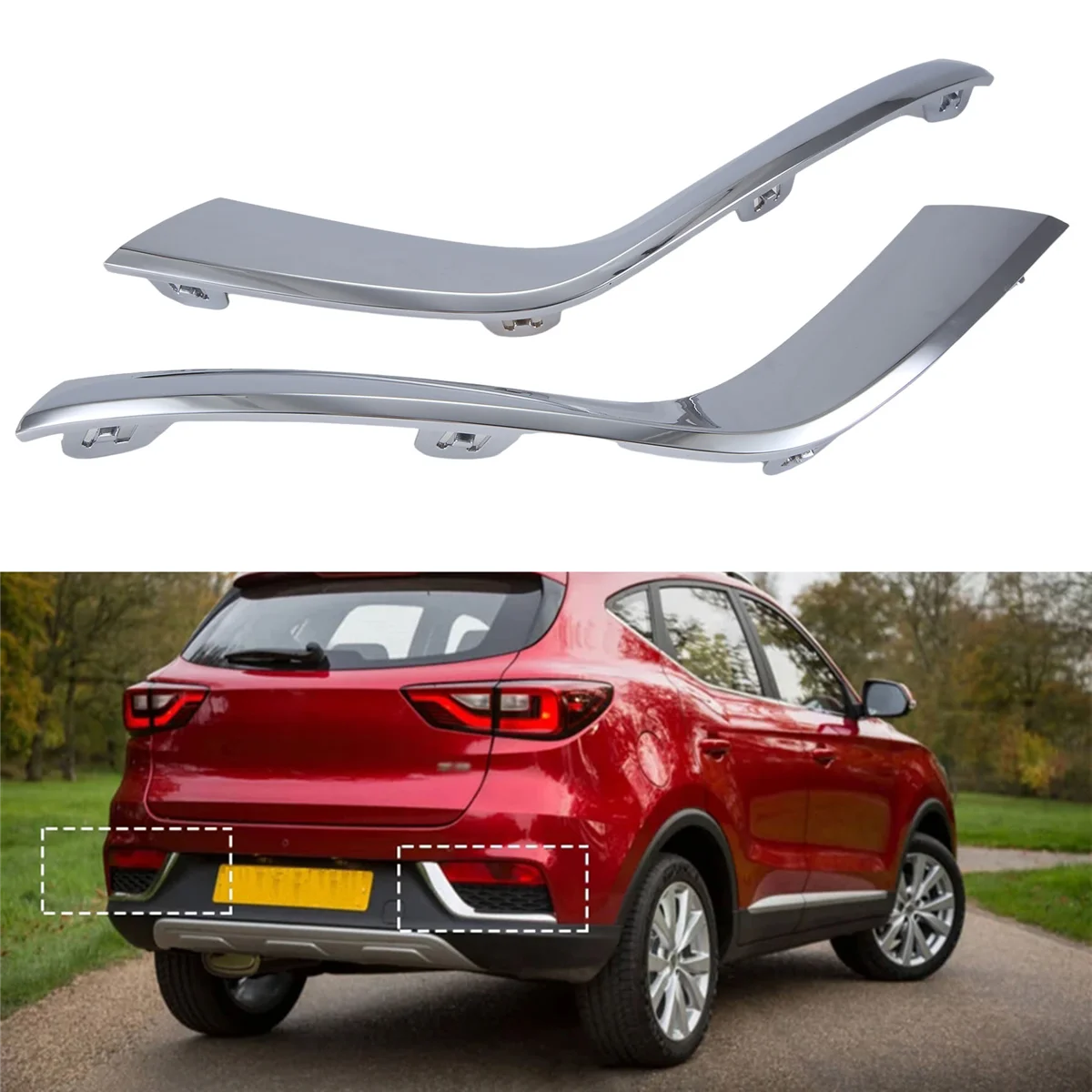 Car Rear Bumper Electroplating Trim Strip Fog Light Reflector Light Cover Brake Light Strip for MG ZS 2017-2019