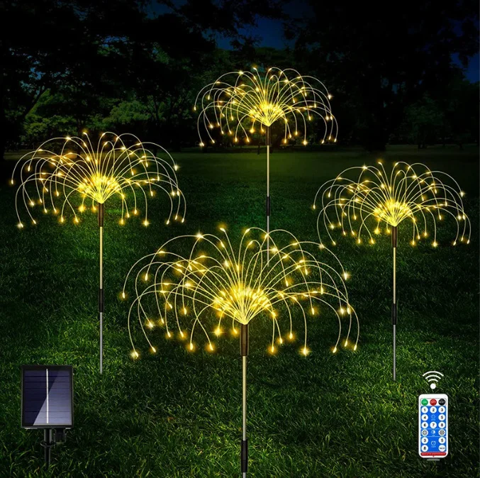 Solar Powered Light String Lawn Mounted Led Fireworks Ambient Lighting Waterproof Color Decoration Outdoor Light String