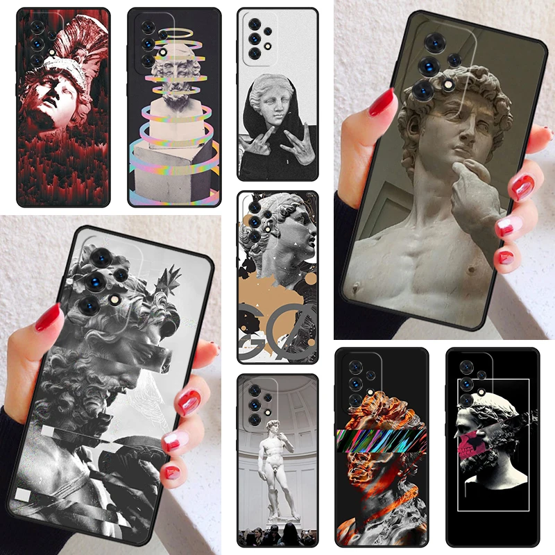 Abstract Vaporwave Greek Sculpture Glitch Art Phone Case For Samsung A52 A72 A73 A20e A21S A50 A70 A42 A31 A40 A51 A71 A32 A80